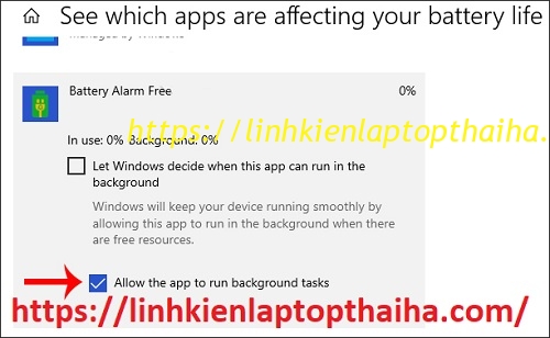 Theo dõi pin laptop Battery Alarm Free trên Windows 10
