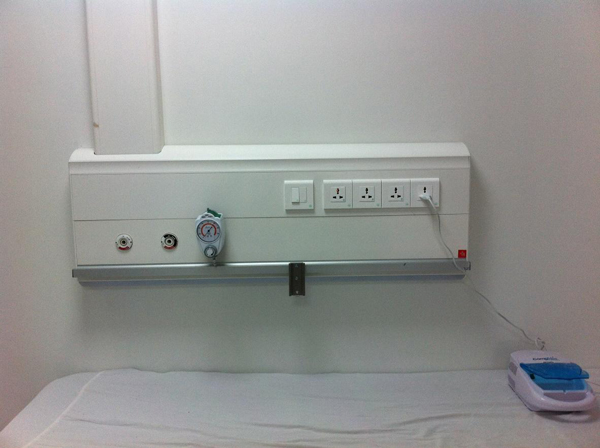 Hộp khí y tế đầu giường kết hợp ổ cắm điện, chiếu sáng