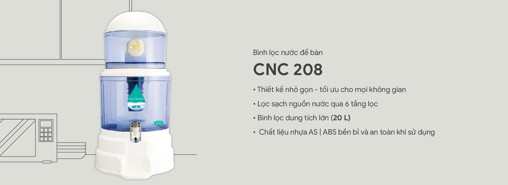 Bình lọc nước để bàn CNC208
