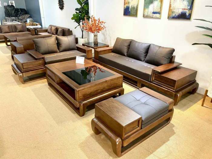 Mẫu sofa góc gỗ sồi Nga nhập khẩu