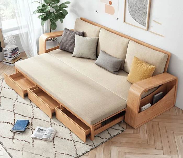 Mẫu sofa gỗ sồi giá rẻ, được nhiều gia chủ yêu thích