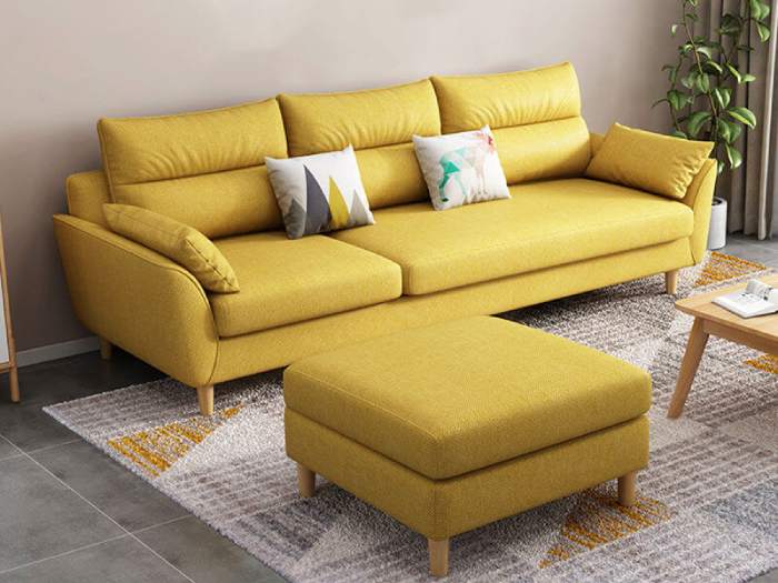 Sofa nỉ màu vàng thiết kế đơn giản