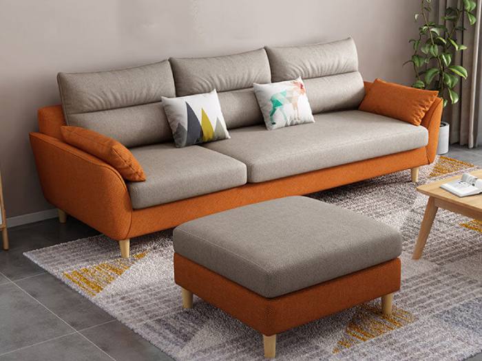 Mẫu ghế sofa dài vải nỉ màu xám giá rẻ dưới 1 triệu