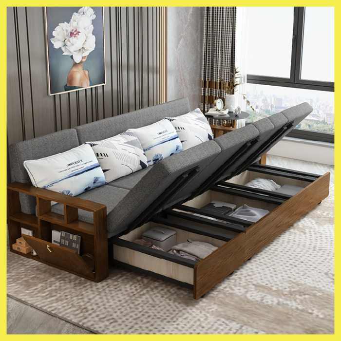 Ghế sofa giường gỗ kéo đa năng cho phòng ngủ tiện lợi
