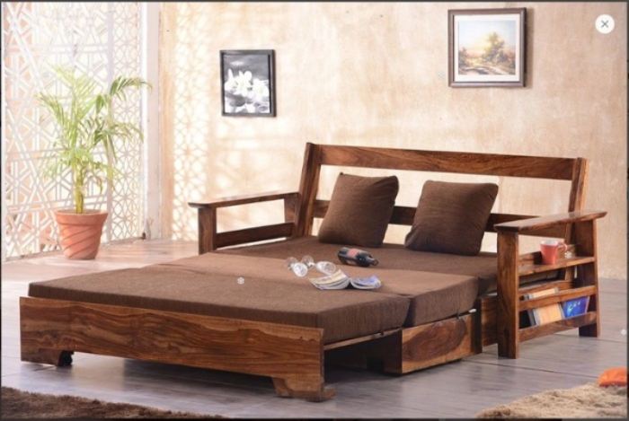 Ghế sofa giường gỗ xoan đào thiết kế tiện lợi, với khả năng gấp gọn linh hoạt