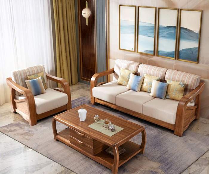 Bộ bàn ghế sofa gỗ sồi rẻ đẹp, có độ bền cao