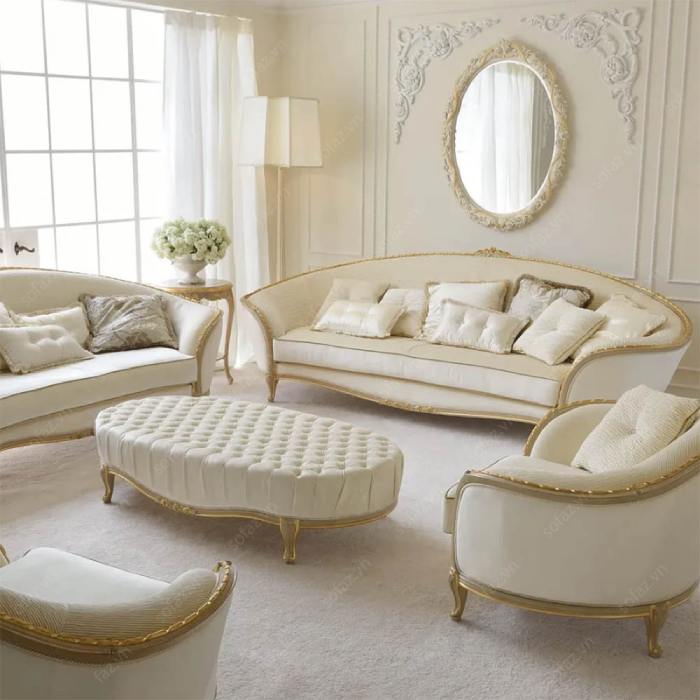 Ghế sofa vải phòng khách phong cách cổ điển