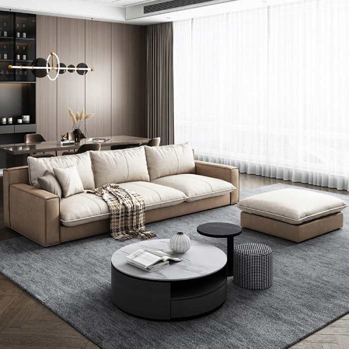 Sofa góc màu xám ghi vải nỉ sang trọng