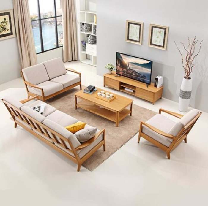 Mẫu sofa gỗ dành cho phòng khách hiện đại