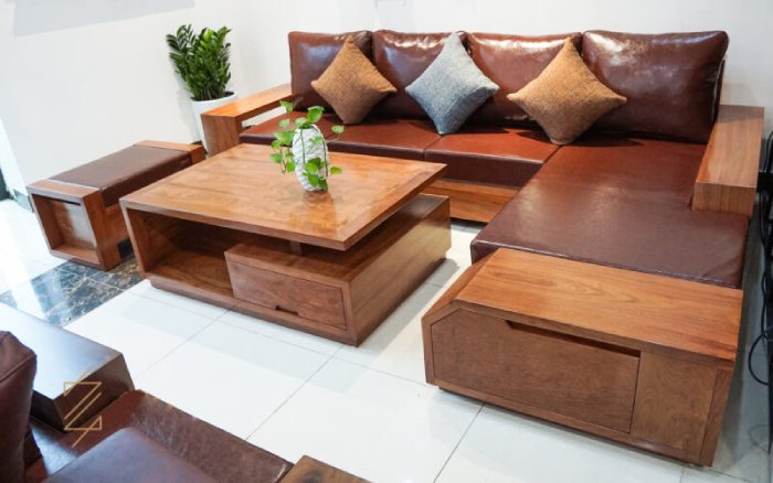 Bộ sofa gỗ hương thiết kế đơn giản