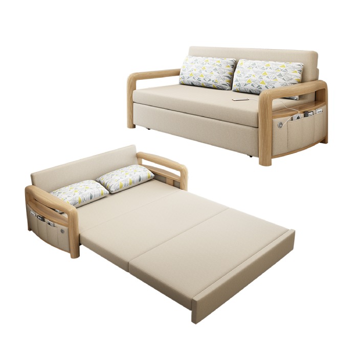 Mẫu sofa giường ngủ bằng gỗ gấp gọn thiết kế sang trọng