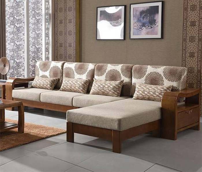 Sofa góc gỗ Poplar sử dụng khung gỗ bạch dương Nga nhẹ nhưng bền chắc