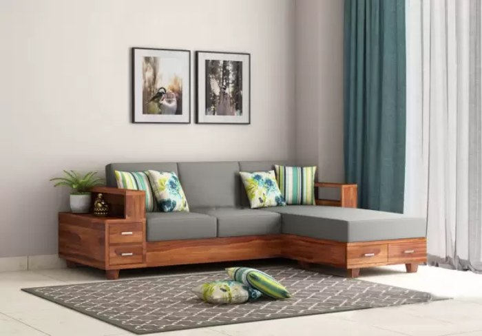 Sản phẩm sofa gỗ thiết kế kiểu dáng chữ L