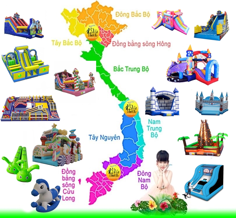 Bản đồ phân phối sản phẩm nhà phao nhà hơi trên cạn của công ty Đồ chơi Kinh bắc