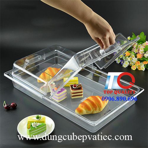 pc-lid-cover-buffet-pan-size hcmc, nắp nhựa mở 180 độ đậy khay buffet GN