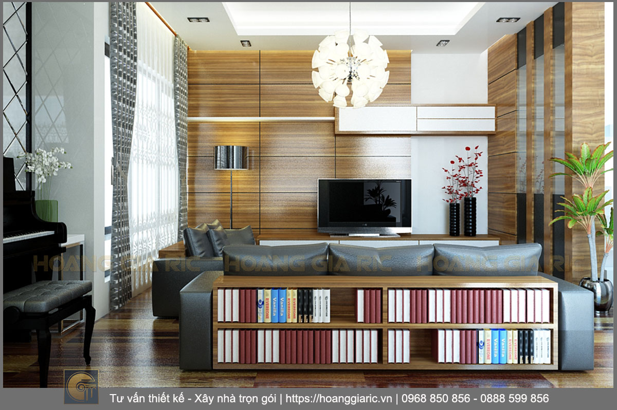 Thiết kế nội thất nhà phố hiện đại Hà nội ct2014, phối cảnh phòng sinh hoạt chung 2