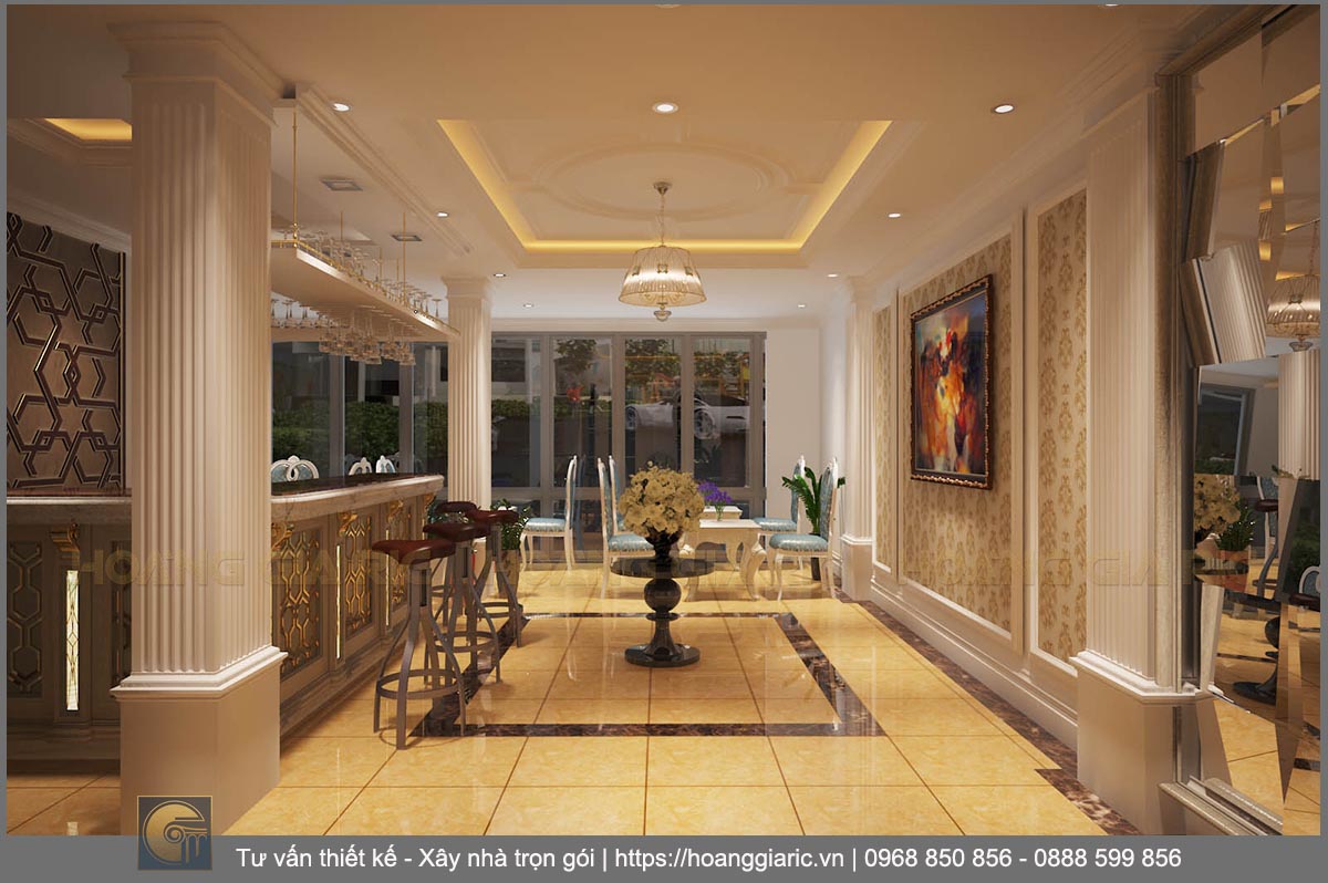 Thiết kế nội thất khách sạn tân cổ điển Quảng Ninh at2016, phối cảnh sảnh tiếp đón 3