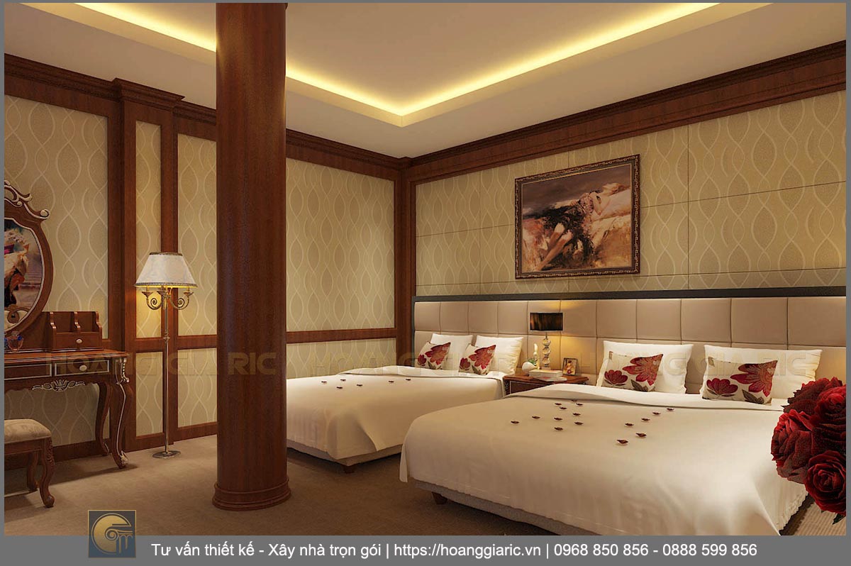 Thiết kế nội thất khách sạn tân cổ điển Quảng ninh at 2016, phối cảnh phòng ngủ 2 giường 1