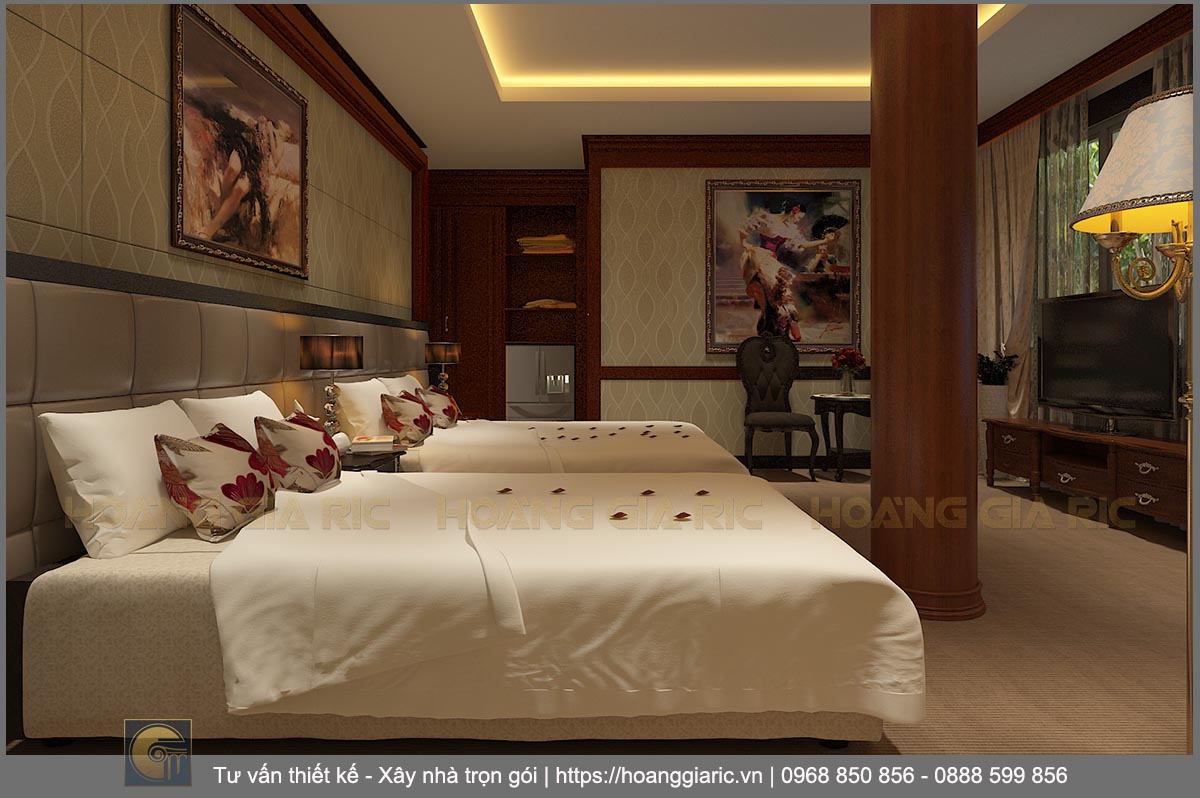 Thiết kế nội thất khách sạn tân cổ điển Quảng ninh at 2016, phối cảnh phòng ngủ 2 giường 2
