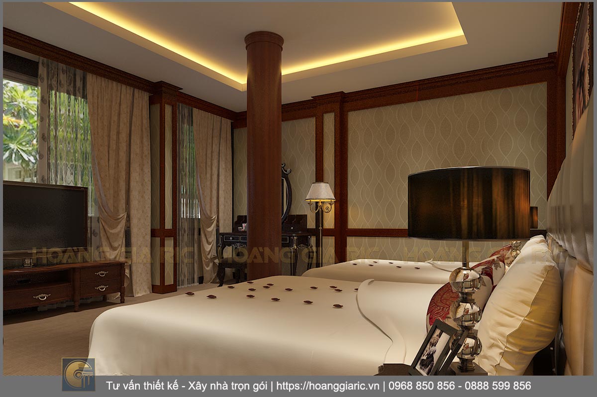 Thiết kế nội thất khách sạn tân cổ điển Quảng ninh at 2016, phối cảnh phòng ngủ 2 giường 3