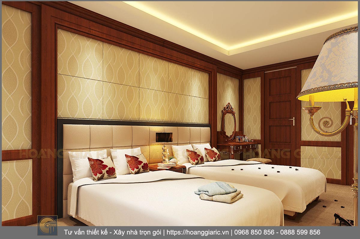 Thiết kế nội thất khách sạn tân cổ điển Quảng ninh at 2016, phối cảnh phòng ngủ 2 giường vip 2