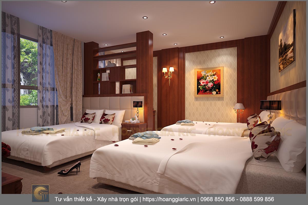 Thiết kế nội thất khách sạn tân cổ điển Quảng ninh at 2016, phối cảnh phòng ngủ 3 giường 2