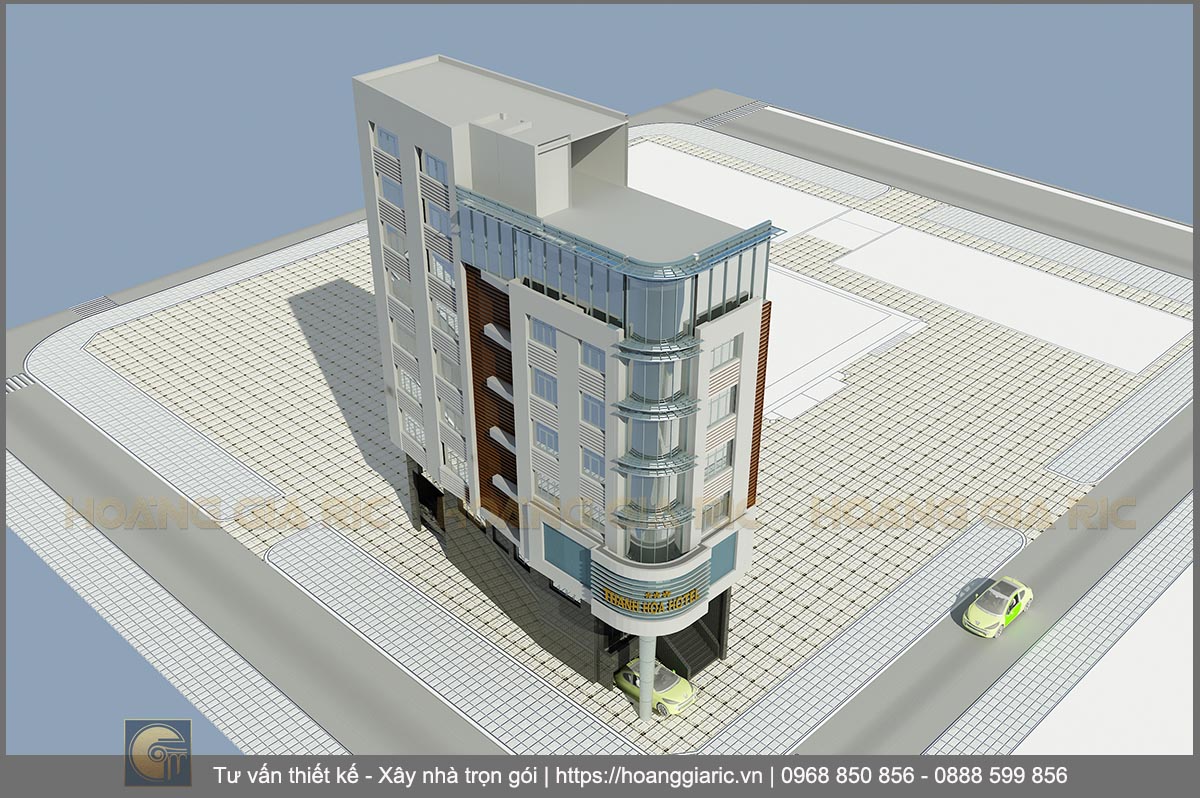 Thiết kế kiến trúc khách sạn hiện đại Thanh hóa hd2010, phối cảnh 2 mặt tiền 2