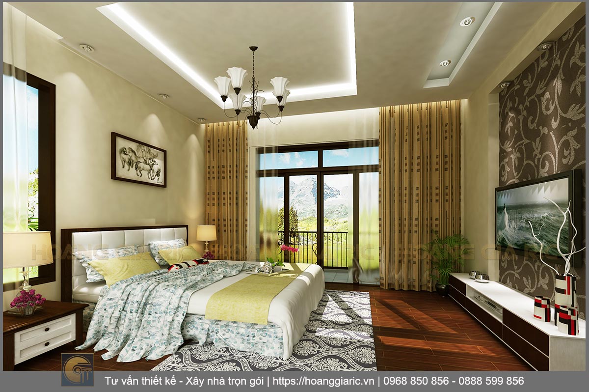 Thiết kế nội thất biệt thự kiểu pháp Hà nội dl2014, phối cảnh phòng ngủ bố mẹ 1