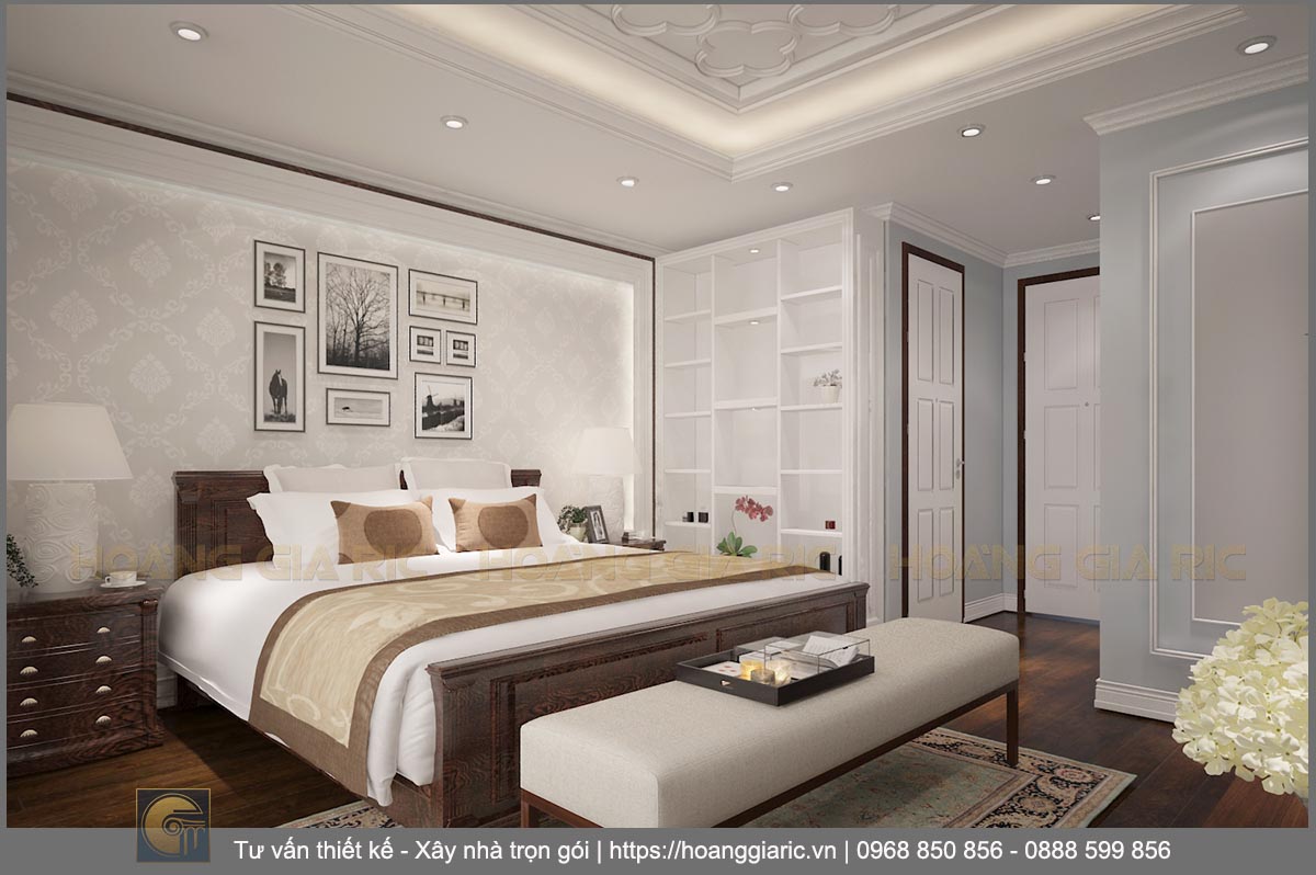 Thiết kế nội thất nhà phố tân cổ điển Hà nội hh2015, phối cảnh phòng ngủ bố mẹ 2