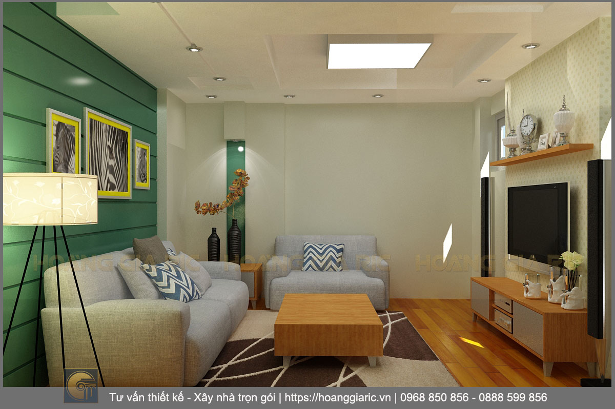 Thiết kế nội thất nhà phố hiện đại Hà nội cb2015, phối cảnh phòng khách 1