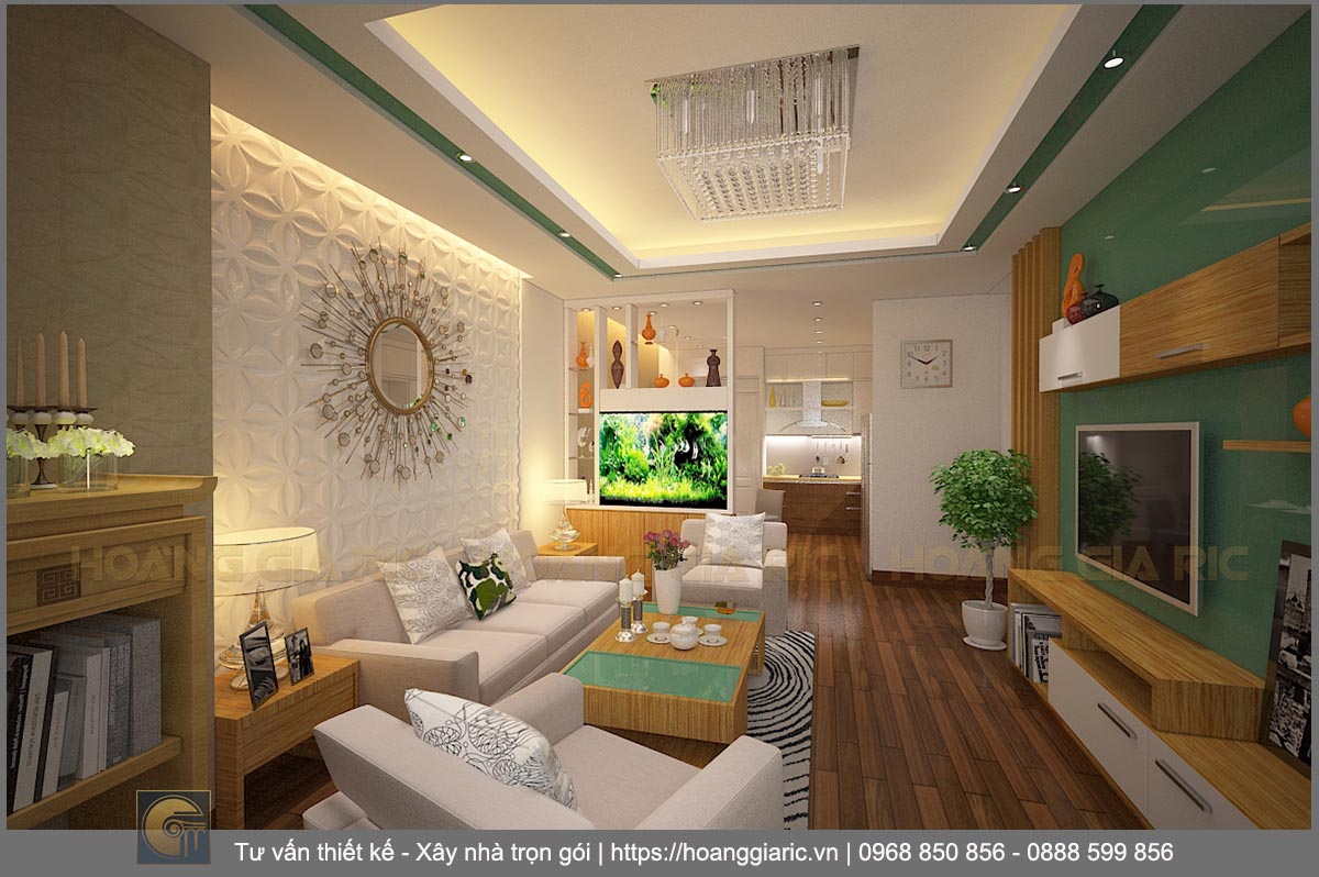 Thiết kế nội thất chung cư hiện đại Hà nội dh2015, phối cảnh phòng khách 1