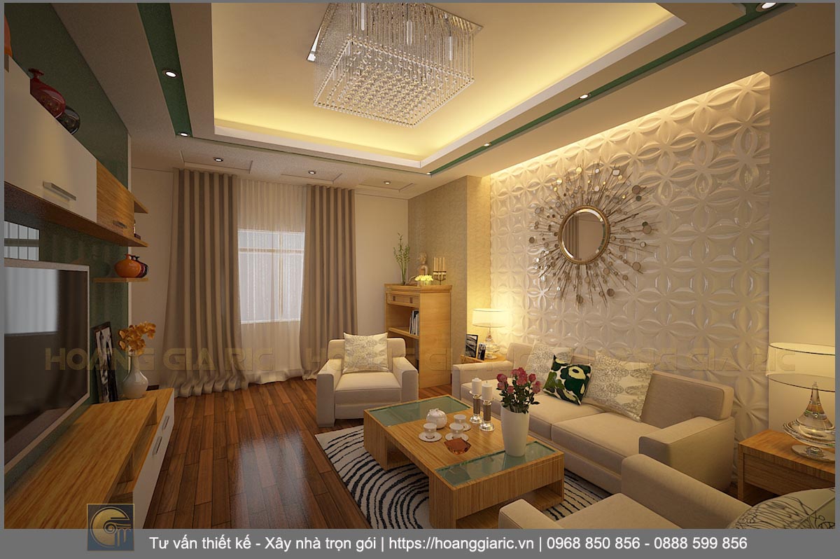 Thiết kế nội thất chung cư hiện đại Hà nội dh2015, phối cảnh phòng khách 3