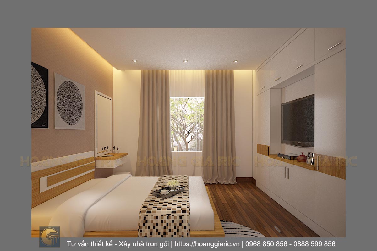 Thiết kế nội thất chung cư hiện đại Hà nội dh2015, phối cảnh phòng ngủ bố mẹ 2