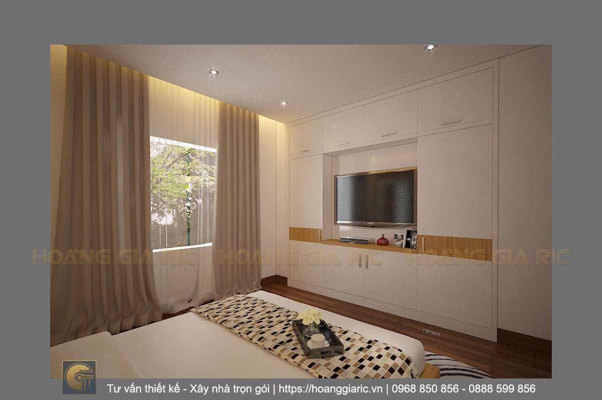 Thiết kế nội thất chung cư hiện đại Hà nội dh2015, phối cảnh phòng ngủ bố mẹ 3