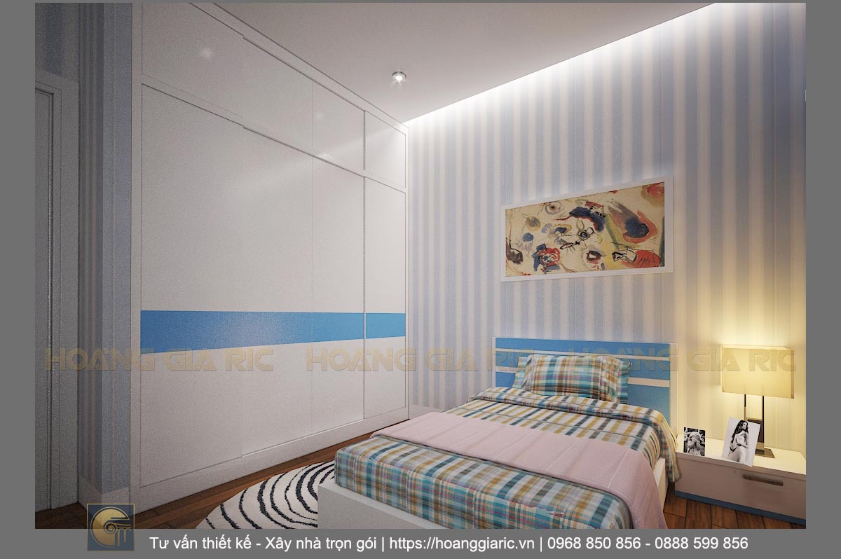 Thiết kế nội thất chung cư hiện đại Hà nội dh2015, phối cảnh phòng ngủ con 2
