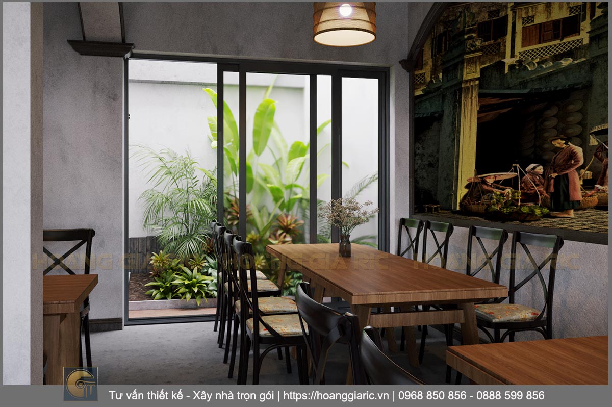 Thiết kế nội thất nhà phố homestay Hà nội ph2019, phối cảnh quán cafe 3