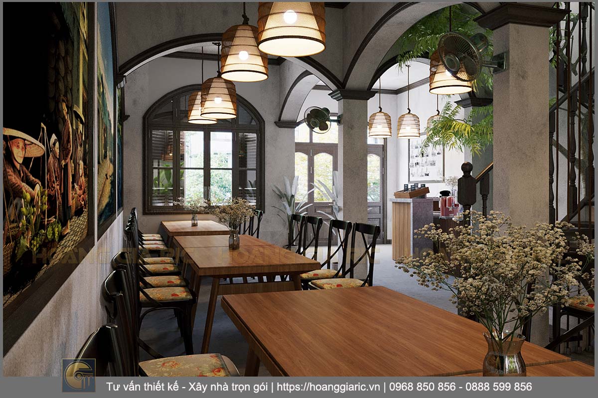 Thiết kế nội thất nhà phố homestay Hà nội ph2019, phối cảnh quán cafe 4