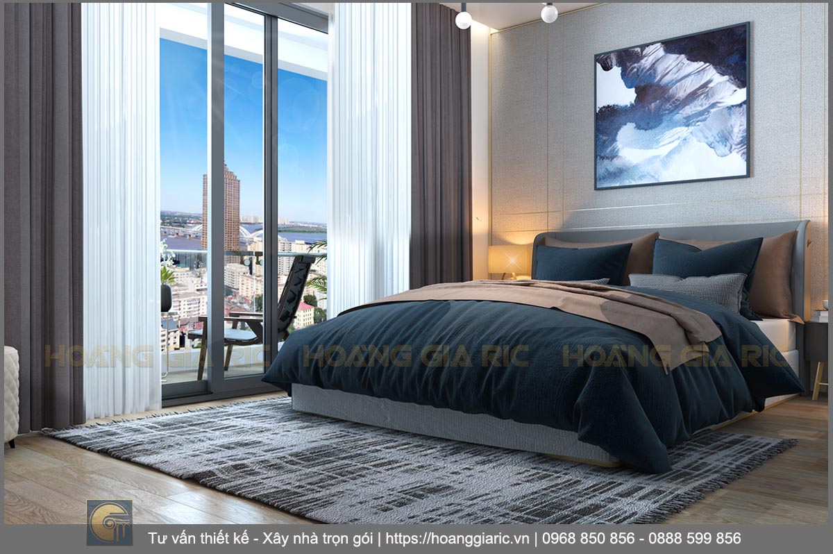 Thiết kế nội thất chung cư hiện đại Hà nội ud22019, phối cảnh phòng ngủ 1.1