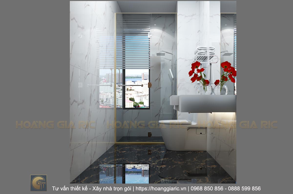 Thiết kế nội thất chung cư hiện đại Hà nội ud22019, phối cảnh không gian tắm phòng ngủ 1.3
