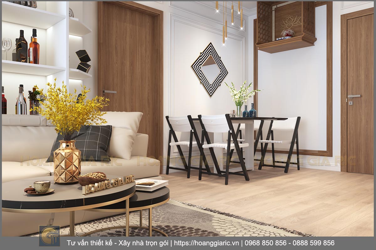 Thiết kế nội thất chung cư hiện đại Hà nội sk2019, phối cảnh phòng khách 1.3