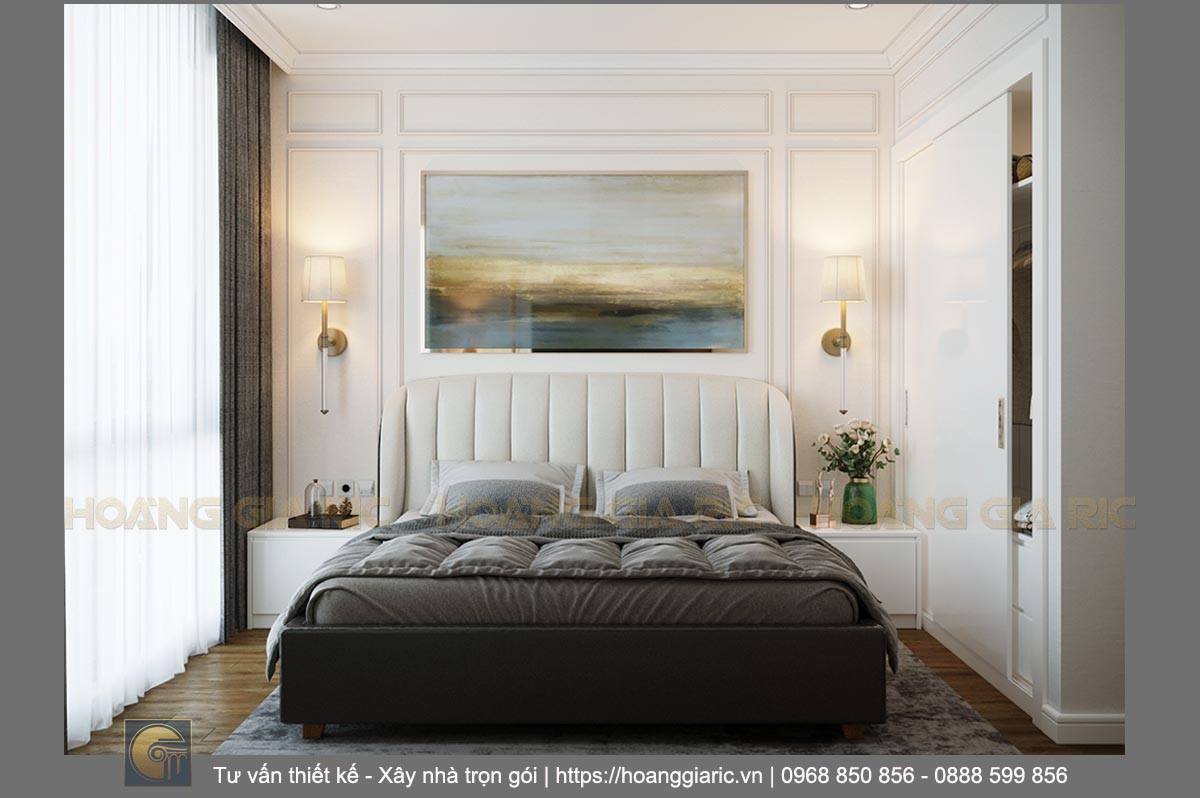 Thiết kế nội thất chung cư hiện đại Hà nội sk2019, phối cảnh phòng ngủ bố mẹ 1