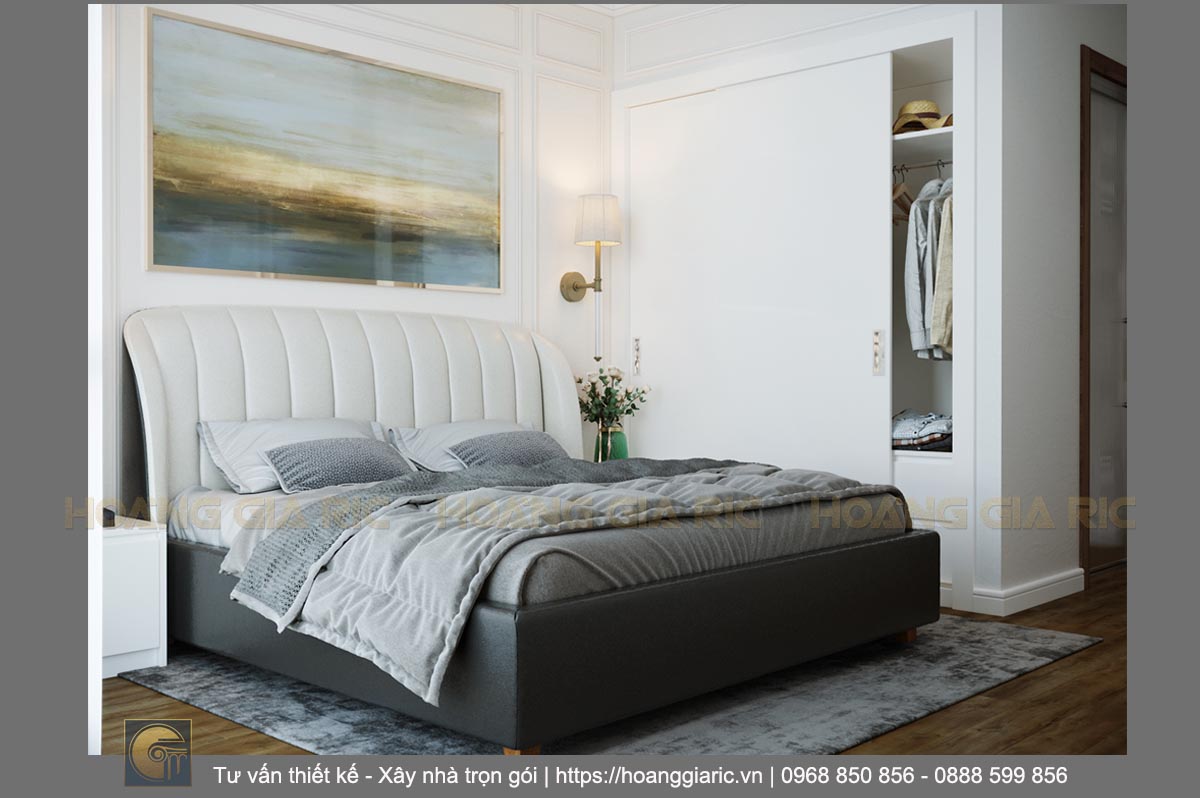 Thiết kế nội thất chung cư hiện đại Hà nội sk2019, phối cảnh phòng ngủ bố mẹ 2