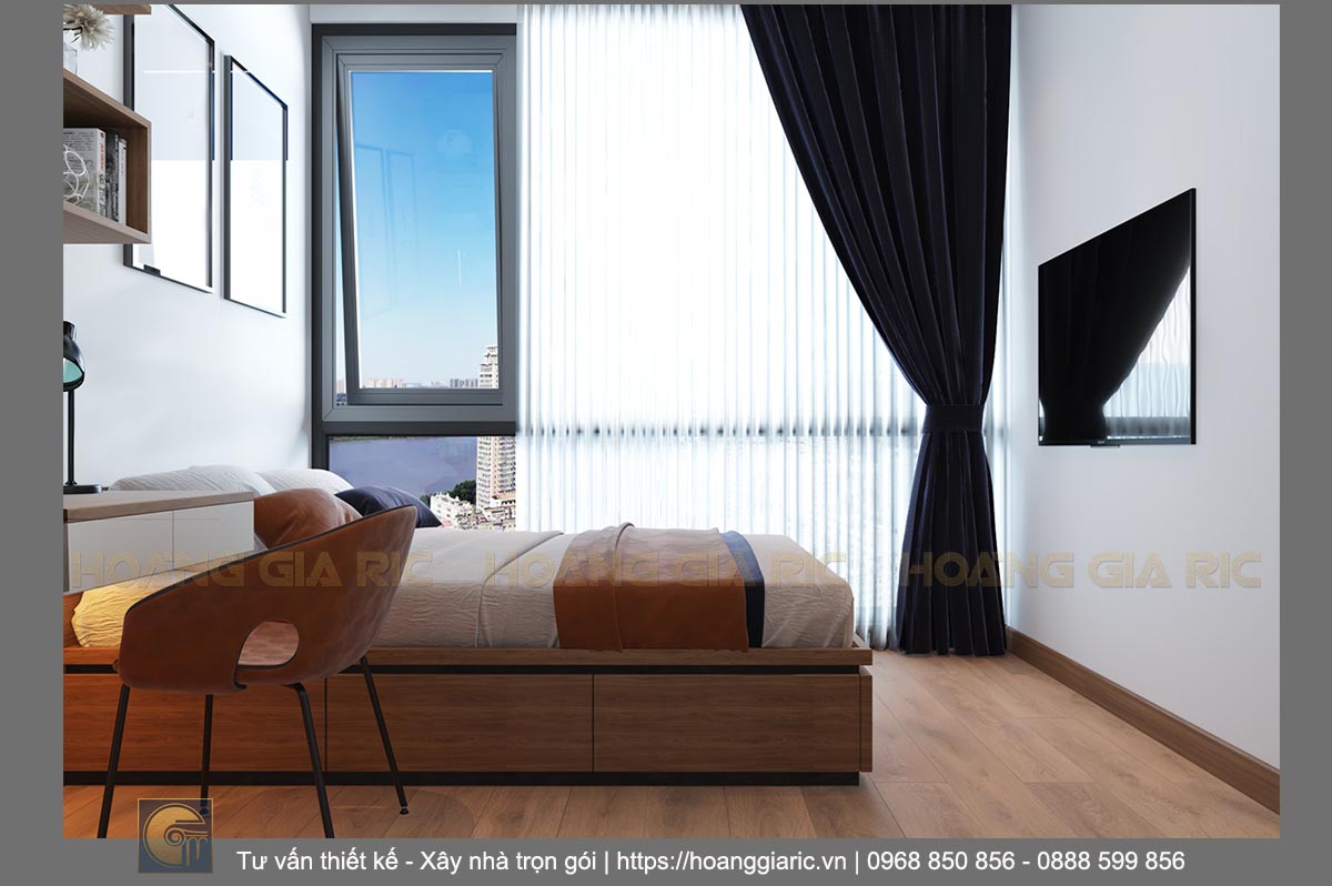 Thiết kế nội thất chung cư hiện đại Hà nội sk2019, phối cảnh phòng ngủ con 2