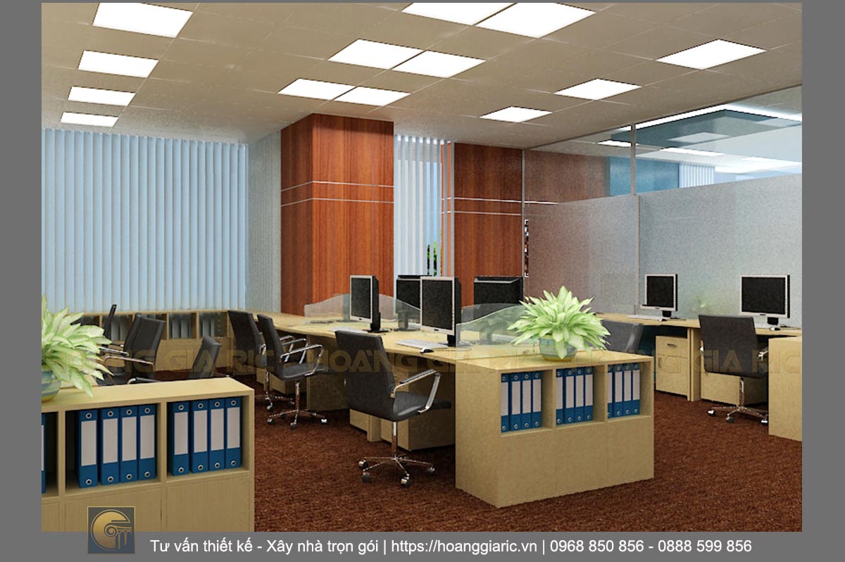 Thiết kế nội thất văn phòng hiện đại Hà nội bid2012, phối cảnh phòng làm việc