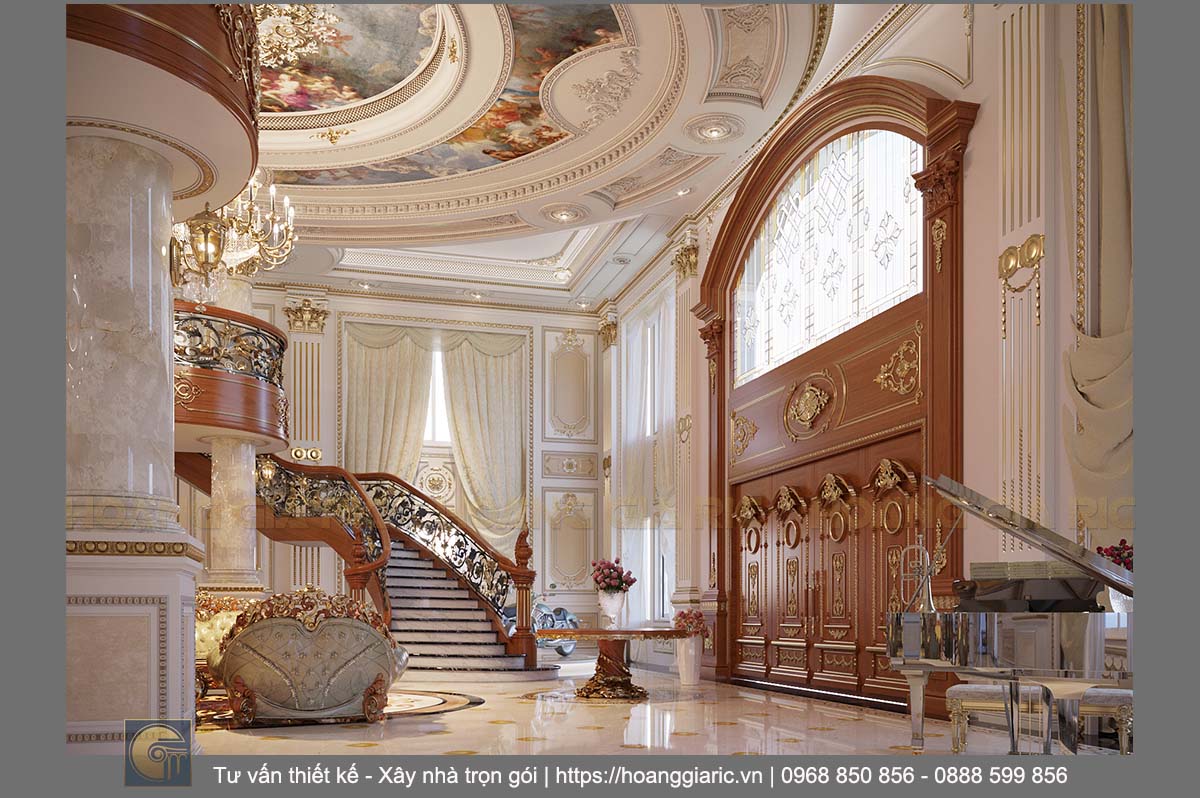 Thiết kế nội thất biệt thự cổ điển Bình dương tb2019, phối cảnh phòng khách vip 1.3
