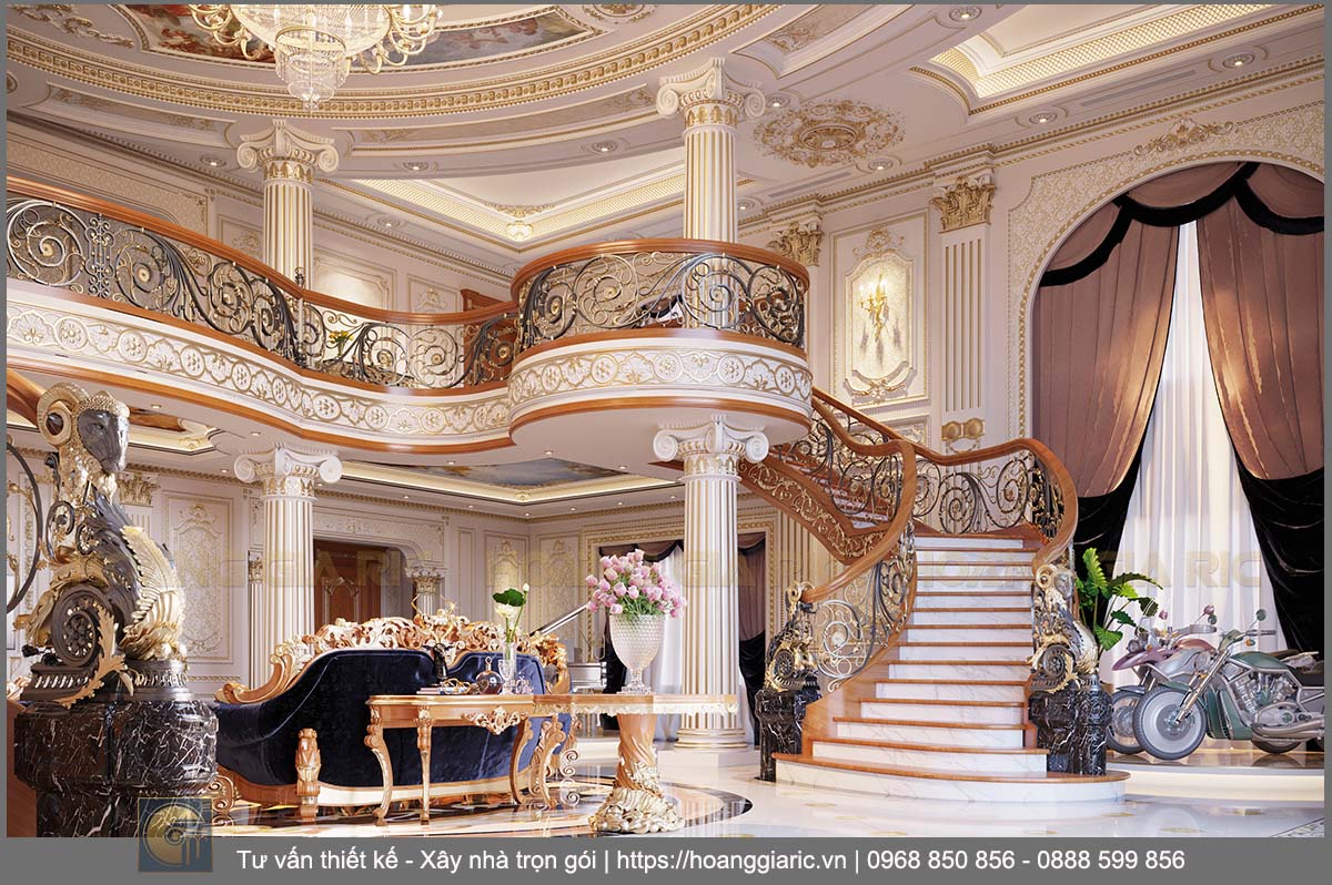 Thiết kế nội thất biệt thự cổ điển Bình dương tb2019, phối cảnh phòng khách vip 2.3