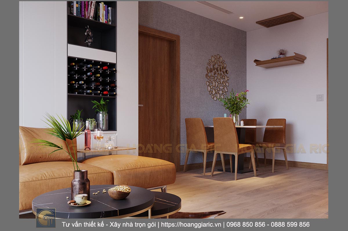 Thiết kế nội thất chung cư hiện đại Hà nội sk2019, phối cảnh phòng khách 2.3