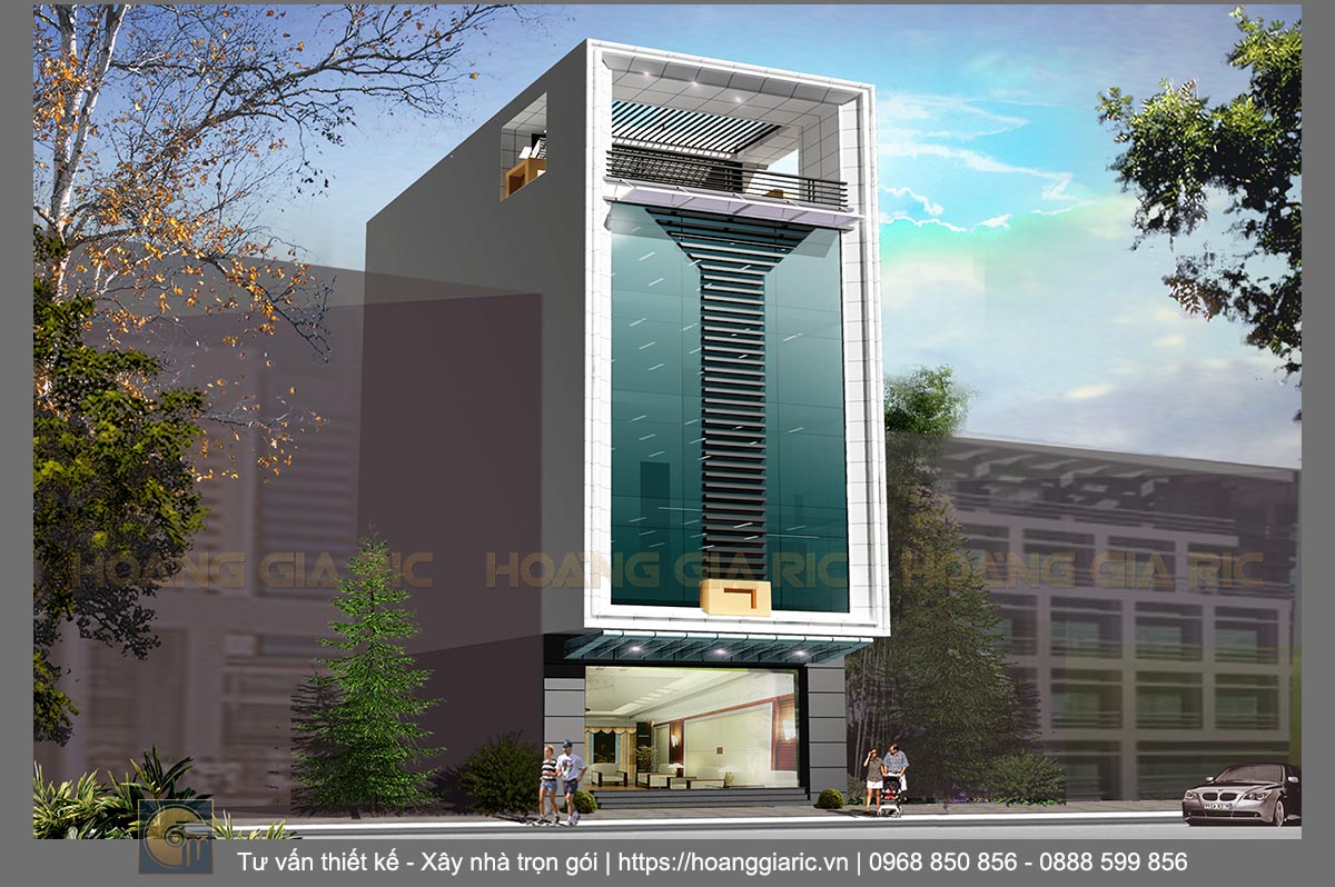 Thiết kế kiến trúc văn phòng hiện đại Ninh bình nb2006, phối cảnh mặt tiền