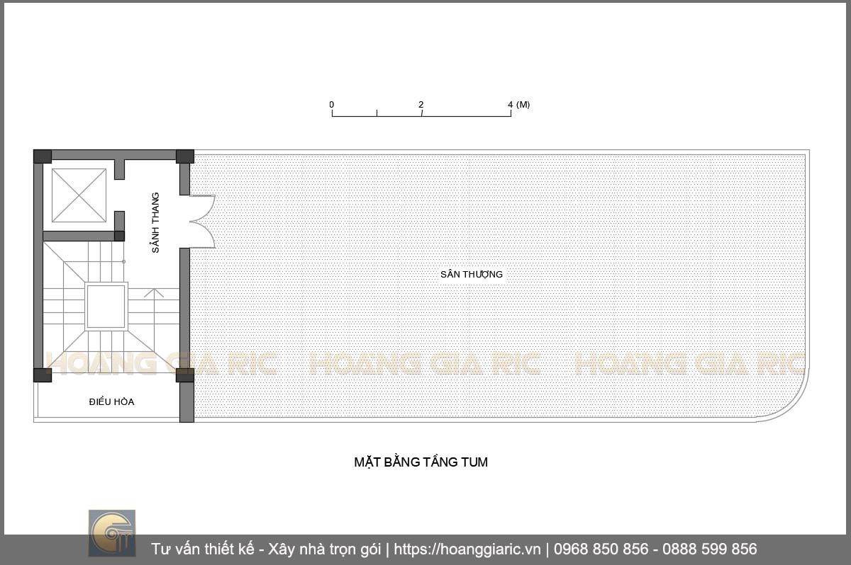 Thiết kế mặt bằng kiến trúc tầng tum văn phòng hiện đại Hà nội cn2013