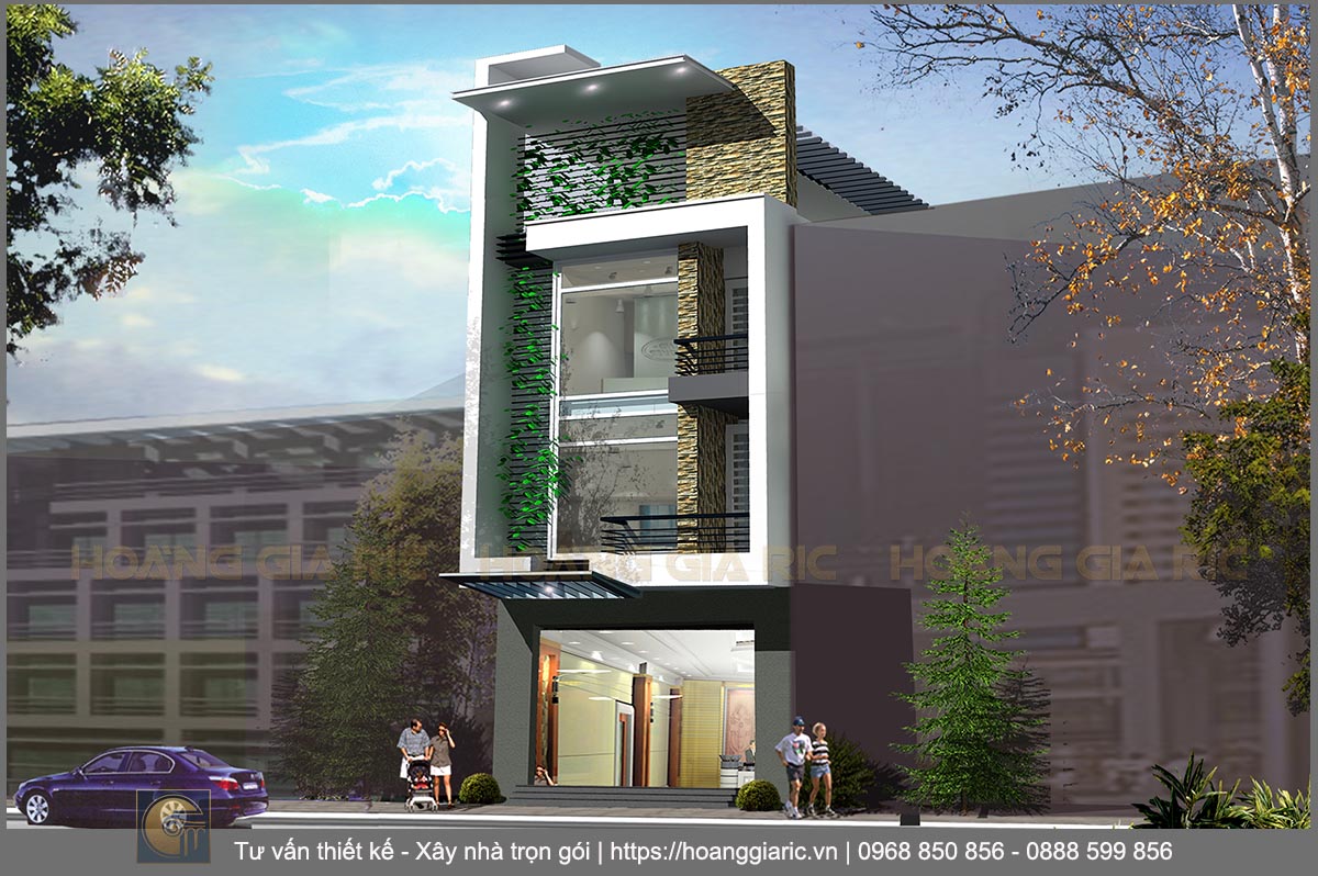 Thiết kế kiến trúc nhà phố hiện đại Hà nam tn2016, phối cảnh mặt tiền
